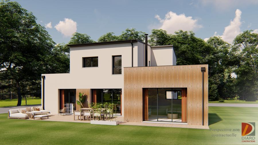 Façade arrière de cette maison contemporaine avec bardage