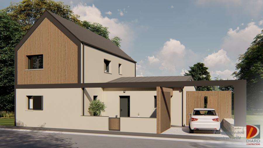 Rendu 3D de la façade avant de cette construction neuve