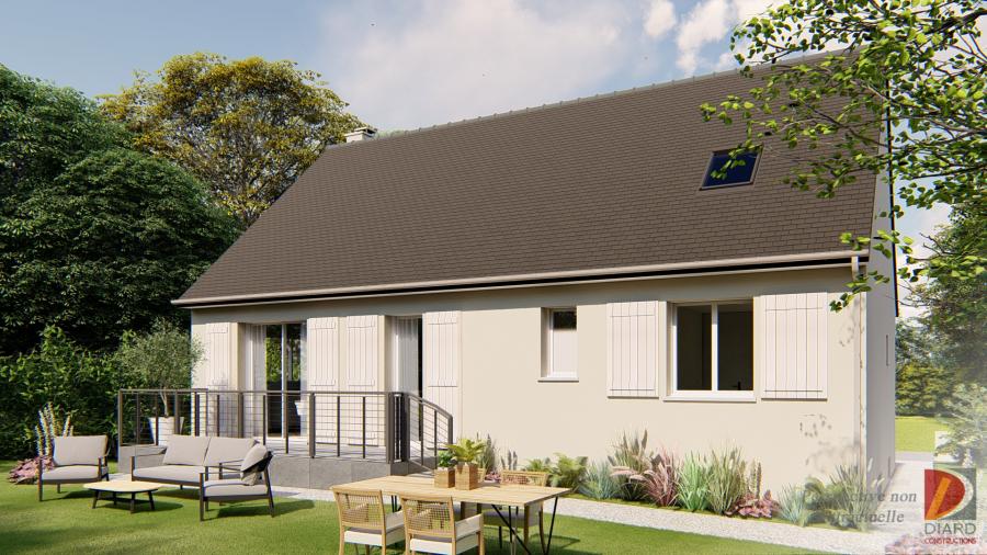 Façade arrière en 3D de cette maison à rénover