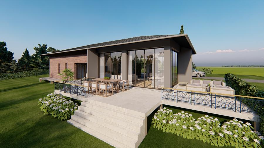 Façade 3D arrière de cette construction moderne
