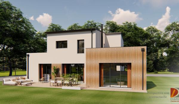 Façade arrière de cette maison contemporaine avec bardage