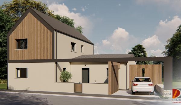 Rendu 3D de la façade avant de cette construction neuve