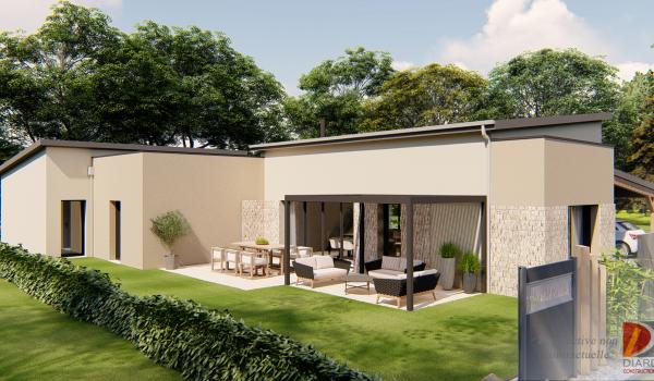 Façade arrière au sud de cette construction en cours
